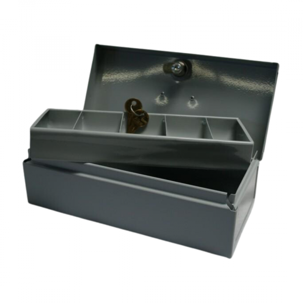 1010 - Cash Box With Handle & Divided Tray (10 1/2 X 4 1/2 X 3 1/4)