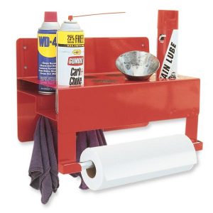 Aerosol Can Rack, 2 Row 8 Can & Paper Towel Dispenser